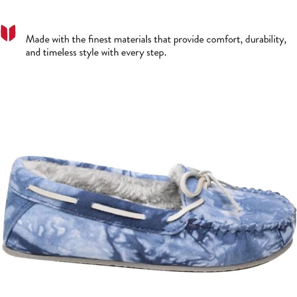 Women's Tie Dye Carrie Faux Fur Leather Fabric Light Blue Slippers Boot Shoes - Picture 2 of 4